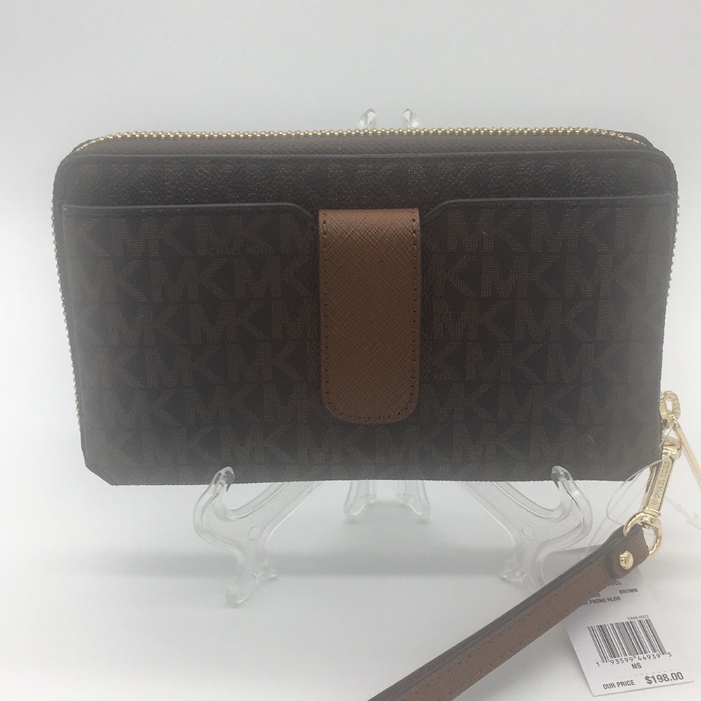 MICHAEL KORS MD ZA PHONE HOLDER WALLET BROWN - Picture 6 of 10